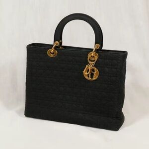 Authentic Dior Black Tote with Gold Accents